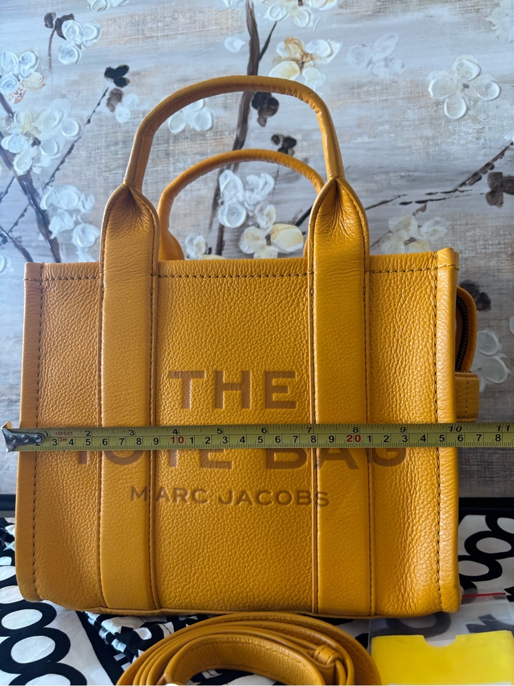 Marc Jacobs Pebbled Leather The Tote Bag SMALL in Mustard - Picture 11 of 16
